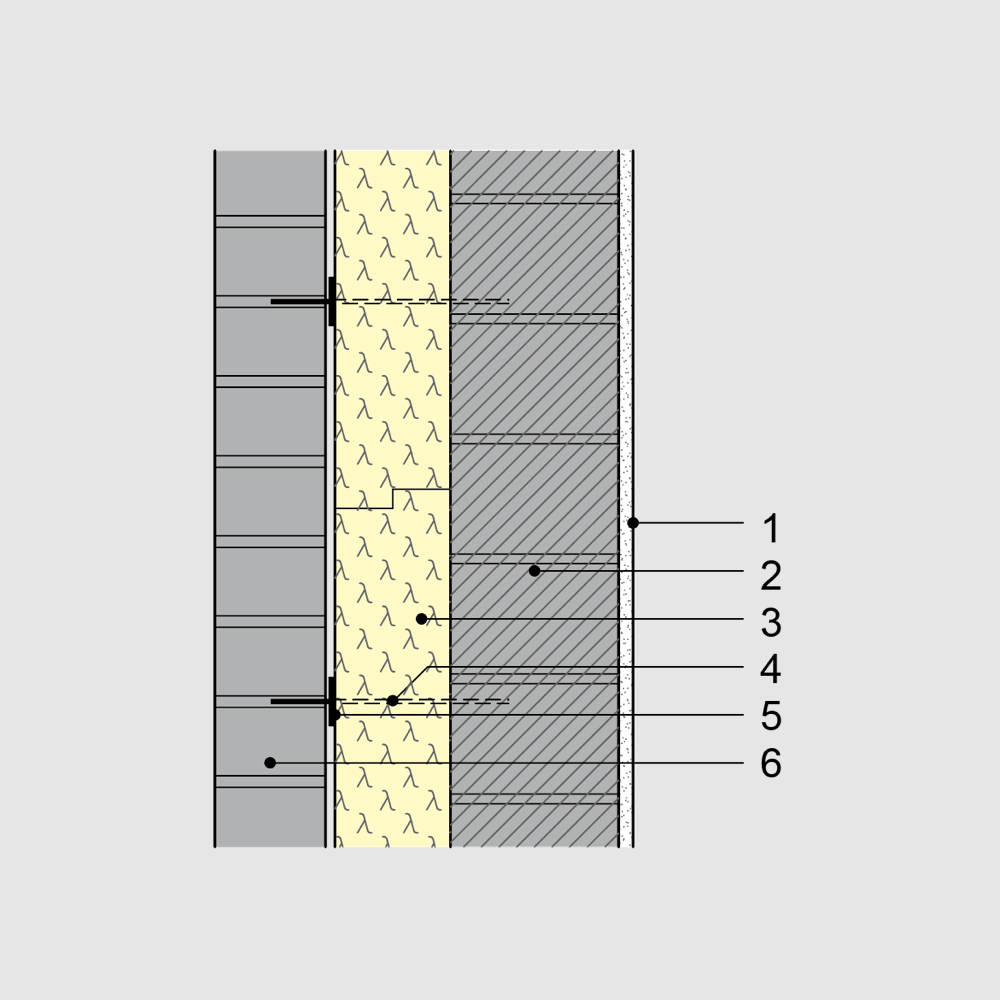Aufbau einer zweischaligen Wand mit PU-Kerndämmung